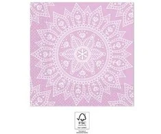 Spalvotos violetinės baltos mandalų servetėlės, 20 vnt., 33x33 cm, FSC