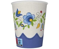 Spalvotų liaudies siuvinėjimo popierinių puodelių rinkinys, 8 vnt., 250 ml