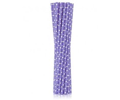 Spalvotų violetinių taškelių popierinių šiaudelių rinkinys, 12 vnt.