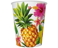 Spalvų mišinio tropinių popierinių puodelių rinkinys, 8 vnt. - 250 ml