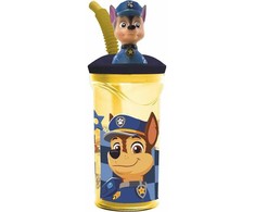 Spin Master Stor Chase Paw Patrol vaikiškas geriamojo šiaudelio puodelis su šiaudeliu 3D šiaudeliu 360ML