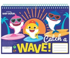 Spiralinė eskizų knyga „Baby Shark Wave“, A4, 30 lapų
