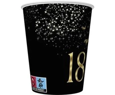 Su gimtadieniu Auksinis šampanas Su gimtadieniu 18 popierinių puodelių 8 vnt. po 250 ml