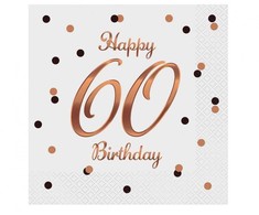 GoDan Serwetki B&amp;C Happy 60 Birthday balta 33x33cm 20szt