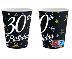 „Su gimtadieniu“ B&amp;C „Su gimtadieniu“, 30 popierinių puodelių, 6 vnt. pakuotėje, 200 ml