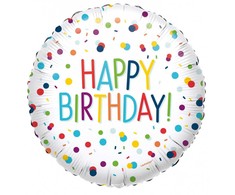 AMSCAN Happy Birthday folijos balionas su taškais