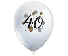 „Su gimtadieniu“ jubiliejaus balionai „Su gimtadieniu 40“, 6 balionų rinkinys, 11 colių (27,5 cm)