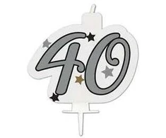 Su gimtadieniu, jubiliejus, su gimtadieniu, sidabrinė žvakė, skaičius 40