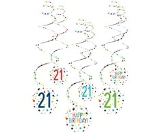 Su gimtadieniu konfeti „Su gimtadieniu“ 21 juostelės dekoracijų rinkinys, 6 vnt.