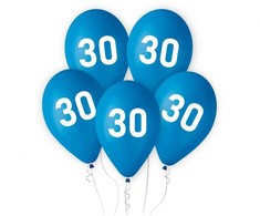 Su gimtadieniu, mėlyni, mėlyni, su gimtadieniu, 30 balionų, 5 vnt. pakuotėje, 12 colių (30 cm)