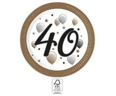 Su gimtadieniu Milestone Su gimtadieniu 40 Popierinės lėkštutės 8 vnt. 23 cm FSC
