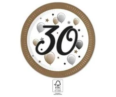Su gimtadieniu Milestone Su gimtadieniu 30 Popierinės lėkštutės 8 vnt. 23 cm FSC
