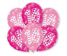 Su gimtadieniu, rožiniai, 16 balionų, 6 vnt. pakuotėje, 11 colių (27,5 cm)