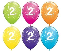 Su gimtadieniu, „Su gimtadieniu“ 2 tropinių spalvų balionai, 6 vnt., 11 colių (28 cm)