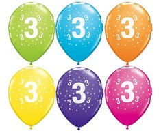 Su gimtadieniu, „Su gimtadieniu“, 3 tropinių spalvų balionai, 6 vnt., 11 colių (28 cm)