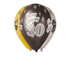 Su gimtadieniu Su gimtadieniu 30 metalizuotų balionų, 6 vnt. 12 colių (30 cm)
