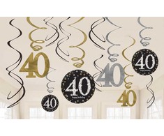 Su gimtadieniu Su gimtadieniu Auksinis 40 juostelių dekoracijų rinkinys, 12 dalių