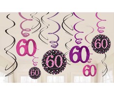 Amscan Loftspiraler 60 år Rožinė Sparkling