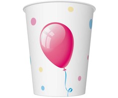 Su gimtadieniu tortas su balionais Popieriniai puodeliai su gimtadieniu, 8 vnt., 250 ml