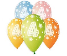 Su gimtadieniu žvaigždė Su gimtadieniu 4 balionai, 5 vnt. 13 colių (33 cm)
