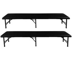 Lauko baldų komplektas Sulankstomas sodo stalas 180 cm + 2 suolai - juodas