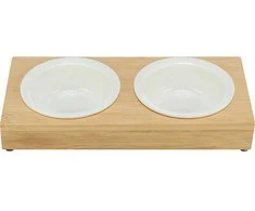 Bļoda dzīvniekiem, keramika - Trixie Bowl set, ceramic/bamboo, 2×0.25 l/ø 12cm/30×5×14 cm