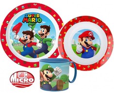 „Super Mario“ vakarienės rinkinys, mikroplastiko rinkinys su puodeliu, 265 ml