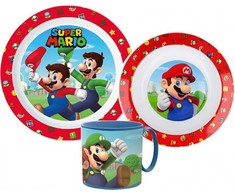 „Super Mario“ vakarienės rinkinys, mikroplastiko rinkinys su puodeliu, 265 ml
