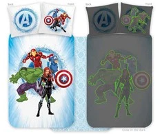Šviečiantis tamsoje vaikų darželio patalynės komplektas „Avengers“ 100x135cm, 40x60cm