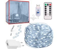 Šviesos užuolaida 300 LED langui, girlianda patalpai, šaltos spalvos, nuotolinio valdymo pultas, 3 m