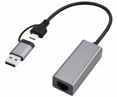GEMBIRD USB 3.1 + type-C Gigabit tinklo adapteris space pilkas