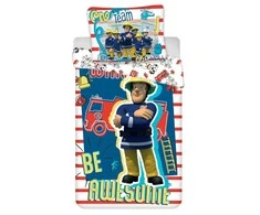 Patalynė bawełniana 140x200 Strażak Sam 0332 Straż Pożarna poszewka 70x90 dziecięca Fireman Sam wóz strażacki psy 101 dalmatyńczyków helikopter