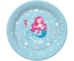 Undinėlės formos pastelinės popierinės lėkštės, 8 vnt., 18 cm