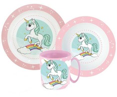 „Unicorn Range“ stalo įrankių rinkinys, mikroplastikas, su puodeliu, 350 ml