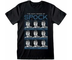 Uniseksiniai marškinėliai su trumpomis rankovėmis Star Trek Many Mood Of Spock Juoda