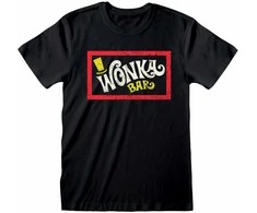 Uniseksiniai marškinėliai su trumpomis rankovėmis Willy Wonka Wonka Bar Juoda