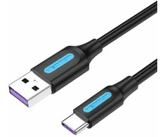 Vention USB 2.0 A į USB-C 5A kabelio anga CORBH 2m juodo tipo PVC