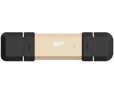 Kietasis diskas „Silicon Power DS72“ USB atmintinė, 1 TB, USB A tipo / C tipo 3.2 kartos 2 (3.1 kartos 2), auksinė