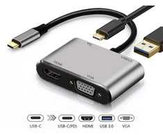 Adapteris USB-C į HDMI 4K VGA USB 3.0