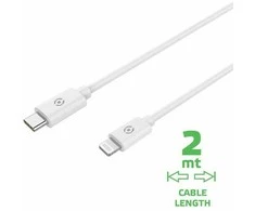 Celly USBLIGHTC2MWH, 2 m, Lightning, USB C, Male, Male, Baltas