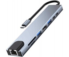 USB-C adapteris 8w1 Thunderbolt 3 HDMI RJ45