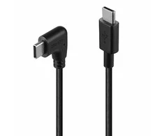 USB Kabelis - LINDY USB 2.0 Type C Laidas, M/M, 90° Dešiniu Kampu, 60W PD, 1 m, Juodas