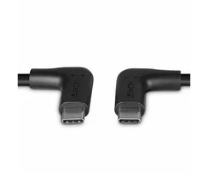 USB Kabelis - LINDY USB 3.2 Type C Laidas, M/M, 10Gbps, 60W PD, 90° Kampas, 0.5 m, Juodas