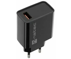 NATEC USB Charger Ribera USB-A 18W juodas