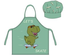 Vaikiška prijuostė su dinozaurų stiliaus skate, dviejų dalių komplektas