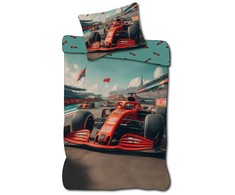 Vaikiškas antklodės užvalkalas „Vehicle Race Formulė 1“ 100–135 cm, 40–60 cm