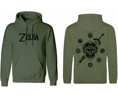Vaikiškas džemperis su gobtuvu The Legend of Zelda Logo and Shield Žalia