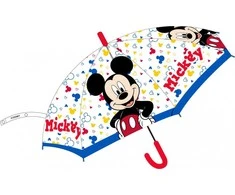 Vaikiškas pusiau automatinis permatomas skėtis Disney Mickey piešiniui, 74 cm