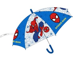 Vaikiškas pusiau automatinis permatomas skėtis „Žmogus-voras“ (mėlynas) √ò74 cm