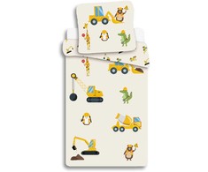 Vaikiškos patalynės užvalkalas „Construction Animals“ 100–140 cm, 40–45 cm
